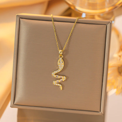 New Snake Necklace With Rhinestone Design Fashion Chain Women's Jewelry