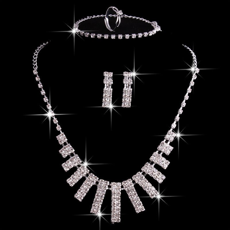 Hao Yue jewelry set, foreign trade explosion jewelry, 4 piece set,wedding match crystal jewelry set