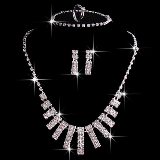 Hao Yue jewelry set, foreign trade explosion jewelry, 4 piece set,wedding match crystal jewelry set