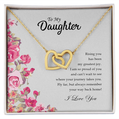 To My Daughter | I Am So Proud Of You - Interlocking Hearts necklace