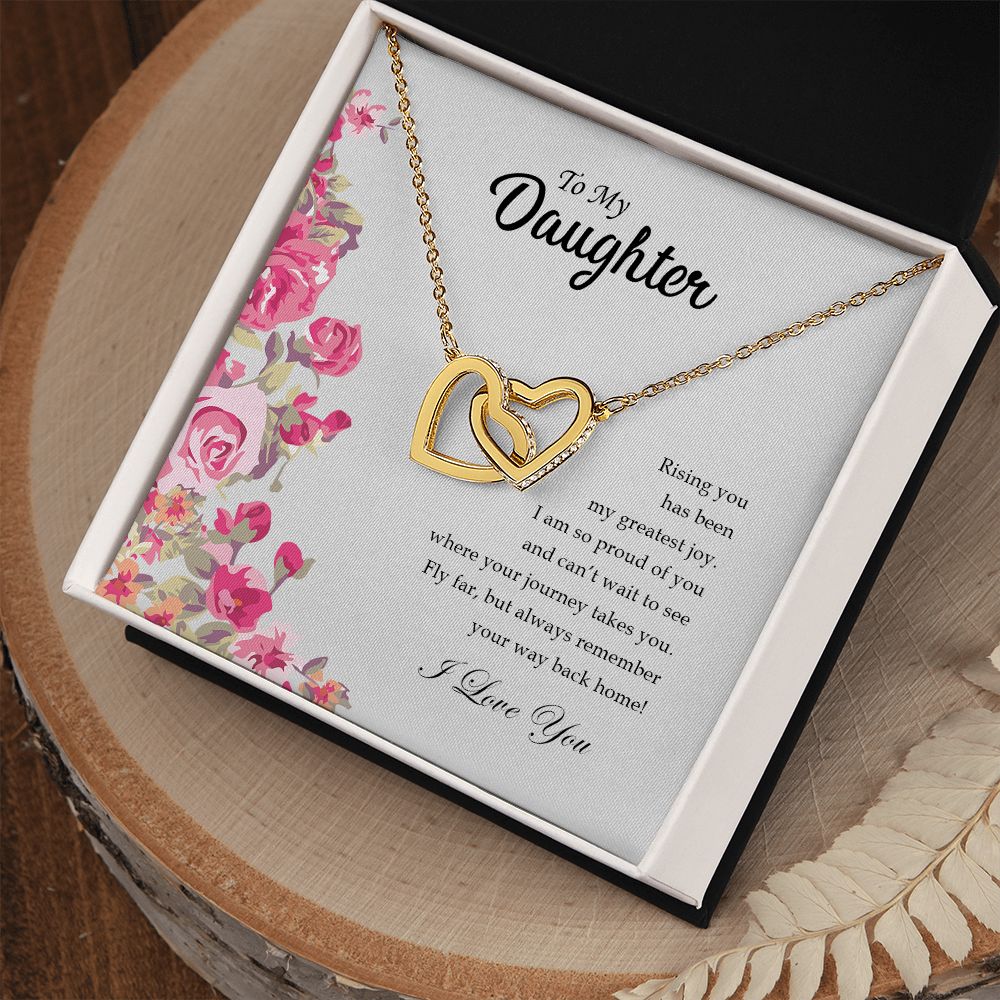 To My Daughter | I Am So Proud Of You - Interlocking Hearts necklace