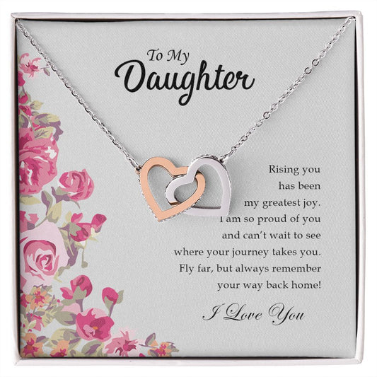 To My Daughter | I Am So Proud Of You - Interlocking Hearts necklace