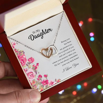 To My Daughter | I Am So Proud Of You - Interlocking Hearts necklace